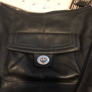 Black leather coach bag